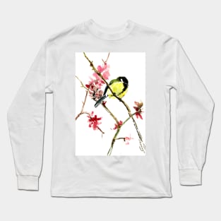 Great Tit and Spring Blossom Long Sleeve T-Shirt